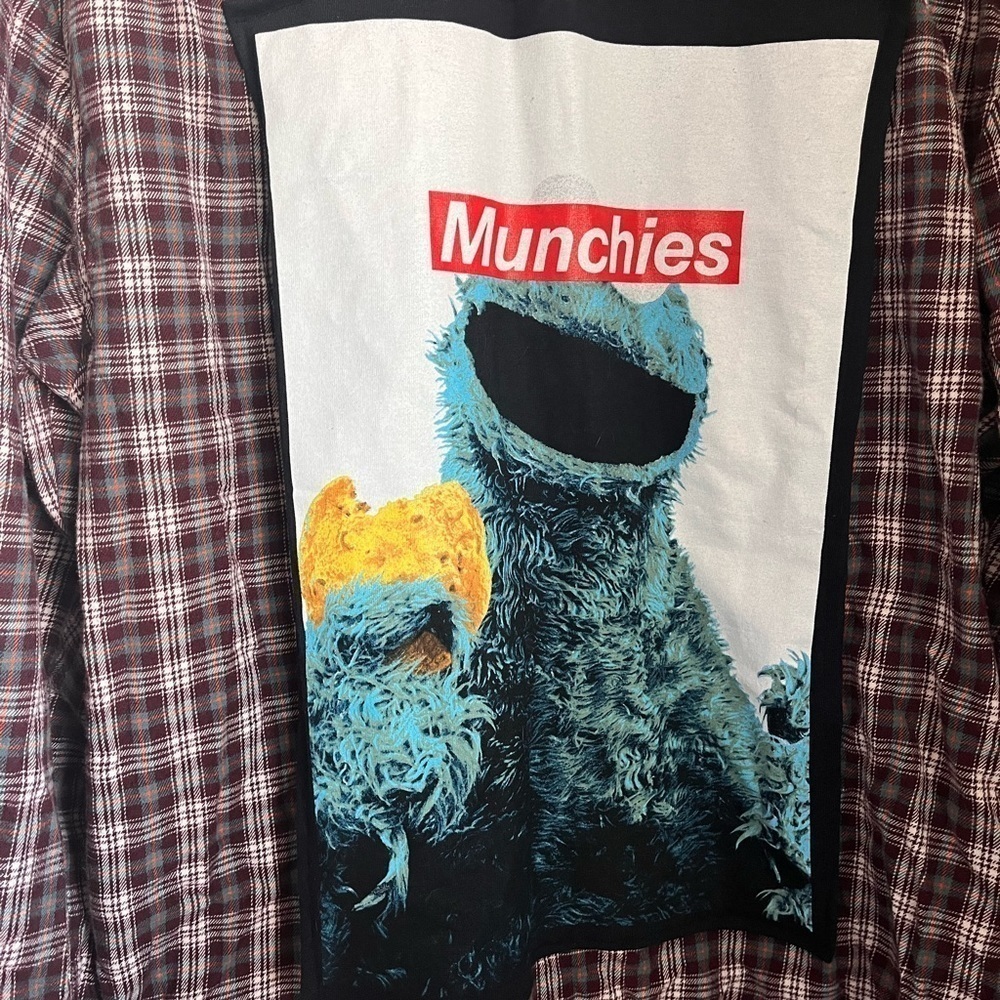 Custom Cookie Monster Sesame Street Flannel Short Size Large - Picture 4 of 4